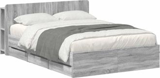 vidaXL Estructura De Cama Con Almacenamiento Y Cabecero Sonoma Gris Vidaxl