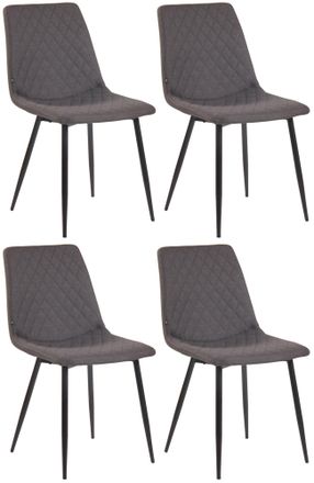 Clp Clp - Juego De 4 Sillas De Comedor Telde Tapizadas En Tela Gris Oscuro