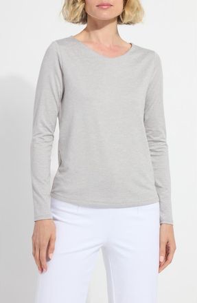 Lyss&eacute; ntials Long Sleeve T-Shirt in Light Grey Melange at Nordstrom, Size X-Small