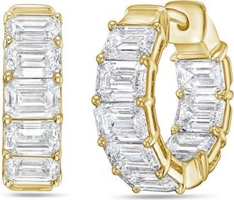 Diana M. Jewels 14kt yellow gold emerald lab grown diamond round huggie hoops weighing 3.00 cts tw, 0.50