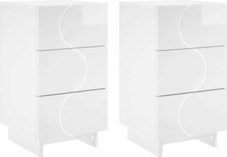 vidaXL Mesa De Noche 2 Pcs Blanco Brillante 33,5 X 34,5 X 60 Cm Vidaxl
