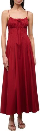 Staud Margi Sleeveless Stretch Cotton Maxi Dress in Rouge at Nordstrom, Size 10