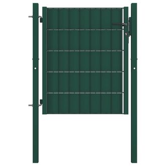 vidaXL Puerta De Valla De Pvc Y Acero Verde 100x101 Cm