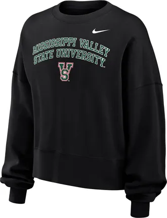 Nike Womens College (Mississippi Valley State University) Phoenix Fleece Crewneck Sweatshirt in Black | W33302MVSU26-BLK