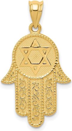 Diamond2Deal 14k Yellow Gold Hamsa with Star of David Charm Pendant
