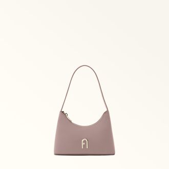 Furla Diamante Borsa A Spalla Mini Mauve Grigio Pelle Di Vitello Morbida Donna