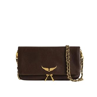 Zadig&Voltaire Grained Leather Clutch - female - Zadig & Voltaire - Cross Body Bags - Brown - ONE SIZE - Bags