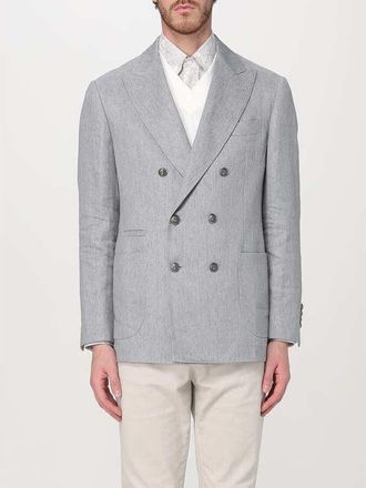 Brunello Cucinelli Grey Linen Double-Breasted Blazer, Brand Size 46 (US Size 36)