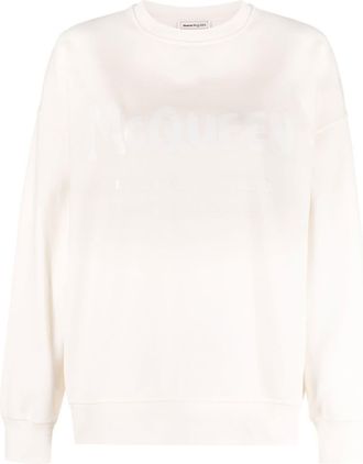 Alexander McQueen logo-print cotton sweatshirt - women - Cotton - 38 - Neutrals