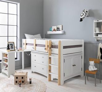 N&ouml;a & Nani Una Sleepstation with Chest of Drawers, Cabinet & Desk in White | Size: Single