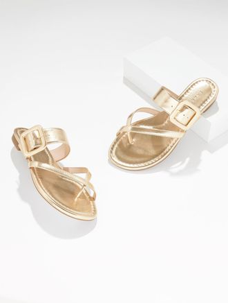 Talbots Camy Buckle Slides - Metallic - Gold - 10M Talbots