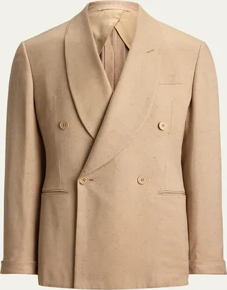 Ralph Lauren Purple Label Mens Super Slub Twill Shawl Lapel Double-Breasted Blazer