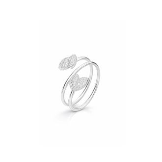 Gold & Honey Womens Leaf Wrap Around Ring In Silver