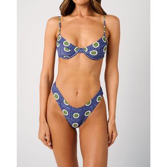 WeWoreWhat Full Coverage Underwire Bikini Top in Mid Blue Multi at Nordstrom, Size Medium