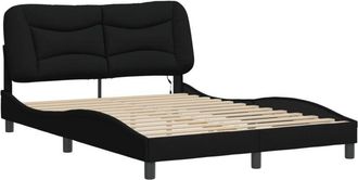 vidaXL Estructura De Cama Con Led Sin Colch&oacute;n Tela Negro 140x200 Cm Vidaxl