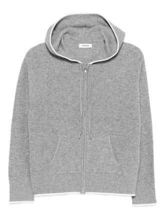 Sandro ribbed zip-up hooded cardigan - women - Wool - 2 - Grey