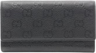 Gucci Pre-owned Vintage Long Wallet (bi-fold) - Dames - Vintage Accessoires - Zwart - ONE Size - Leer - Vintage