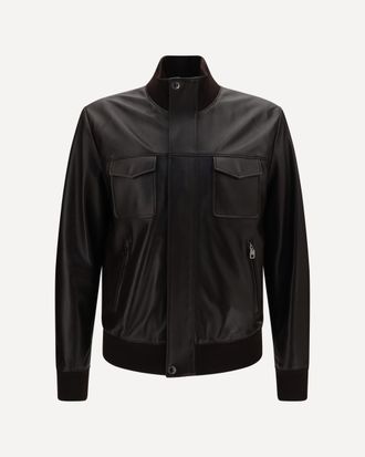 Dolce & Gabbana Lambskin Jacket with zip Male 52