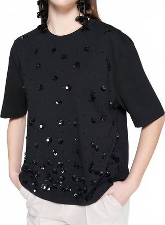 Vilagallo Floral Short Sleeve Tee In Black