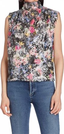 Amanda Uprichard Middleton Sequin Sleeveless Top In Night Garden Floral