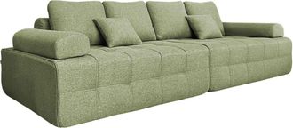 Oviala Sof&aacute; de tela de 4 plazas verdes l 282 cm