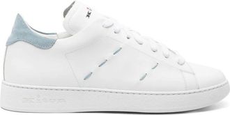 Kiton Witte Sneakers met Decoratieve Stiksels - Heren - Sneakers - Wit - 44 EU - Leer - Schoenen