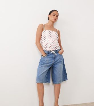 Nobody's Child Sutton - Jorts di jeans blu con coulisse