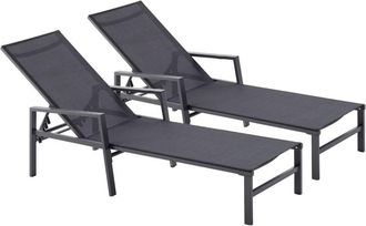 Concept Usine Juego de 2 tumbonas gris oscuro y negro