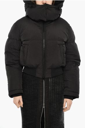 Diesel Cropped Puffer Jacket W-PEYT With Removable Hood size 40