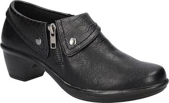 Easy Street Womens Easy Street Darcy Boots Black Croc Block Heel Ankle Bootie HAWK1299
