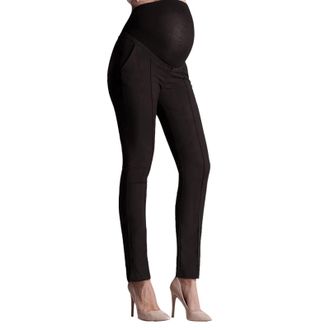 Generic Womens Maternity Trousers Career Clothing Trousers Work Office Over the Bump Trousers For Pregnant Women, black, XXL
