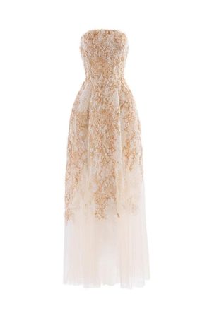 Saiid Kobeisy Embroidered Strapless Dress
