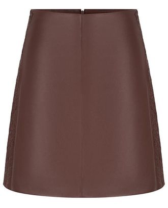 Max Mara A-f&ouml;rmiger Leder-Minirock mit Webdetails Cora, Frau, Orange, 38