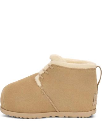 UGG Pumped lace-up boots - women - Calf Suede/Sheep Skin/Shearling/Polyethylene vinyl acetate (PEVA) - 10 - Neutrals