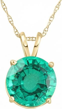 Pompeii3 2.70Ct Round Green Emerald Solitaire Pendant 14k Gold 18 Necklace Lab Grown 9MM