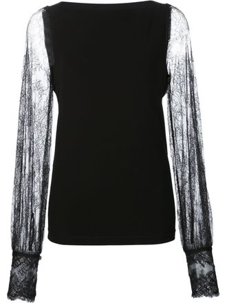 Plein Sud sheer lace sleeve blouse - Black