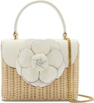 Oscar De La Renta Borsa tote con applicazione floreale - Bianco