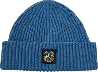 Stone Island Logo-appliquéd Wool Beanie - Blue - One Size
