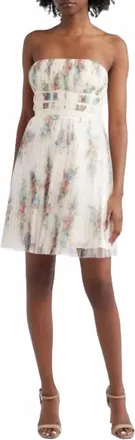 Lulus Calais Pleated Mini Dress In Ivory Floral