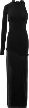 Manurí Candy one-sleeve braided-detail maxi dress - women - Viscose/Polyamide/Cashmere/Elastane - L - Black