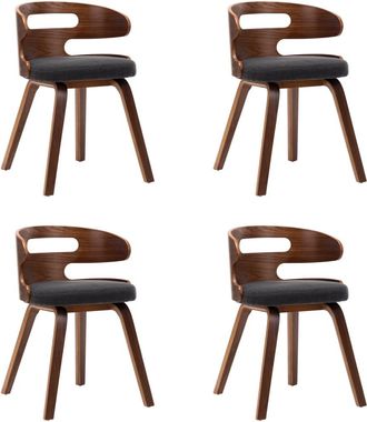 vidaXL Sillas De Comedor 4 Unidades Madera Curvada Y Tela Gris Oscuro Vidaxl