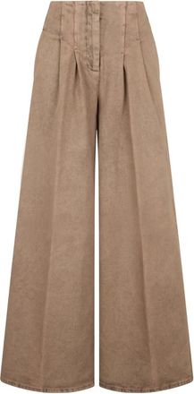 PESERICO High-Waist Wide-Leg Jeans - Dames - Loose Fit Jeans - Bruin - M - Katoen - Jeans