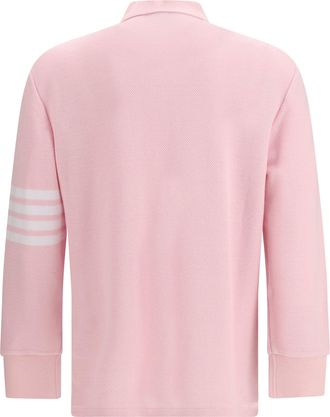 Thom Browne Mens Piqu&eacute; Long-Sleeve Polo Lt Pink Cotton Shirts T-shirts And Polos