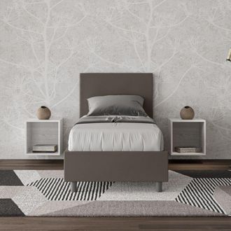ITYhome Letto singolo contenitore imbottito 80x200 similpelle cappuccino Adele