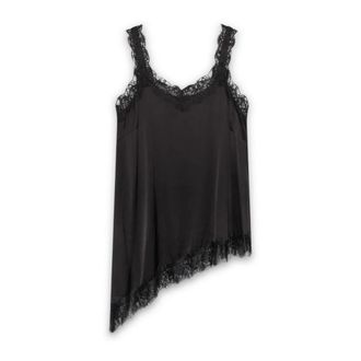 Fiorella Rubino Top de raso de viscosa con detalles de encaje - Tops - Mujer - Negro - XL