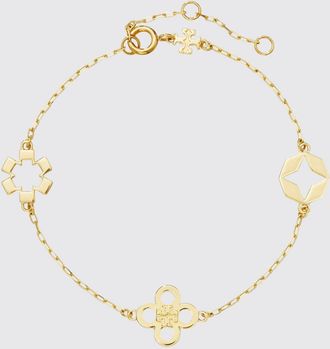 Tory Burch Bracciale regolabile Forget Me Not con charm a fiore e logo Double T