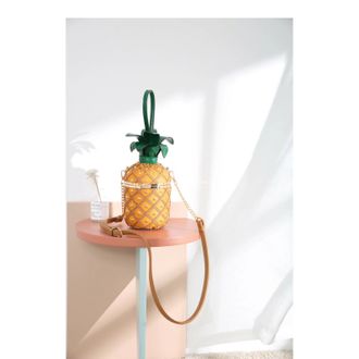 Generic Women Pineapple Shaped Grab Bag Ladies Cross Body Prom Party Clutch Handbag (Yellow)