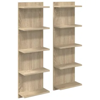 vidaXL Estante De Pared 2 Uds. Roble Sonoma 30 X 15 X 100 Cm Vidaxl