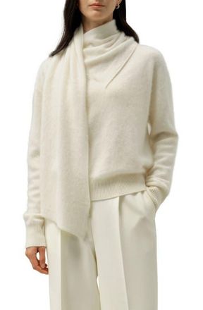 LilySilk Draped Scarf Brushed Cashmere Sweater in White at Nordstrom, Size Medium