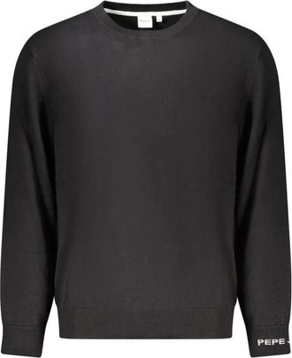Pepe Jeans London Zwarte Katoenen Trui met Borduurwerk - Heren - Sweatshirts - Zwart - S - Katoen - Hoodies & sweatvesten